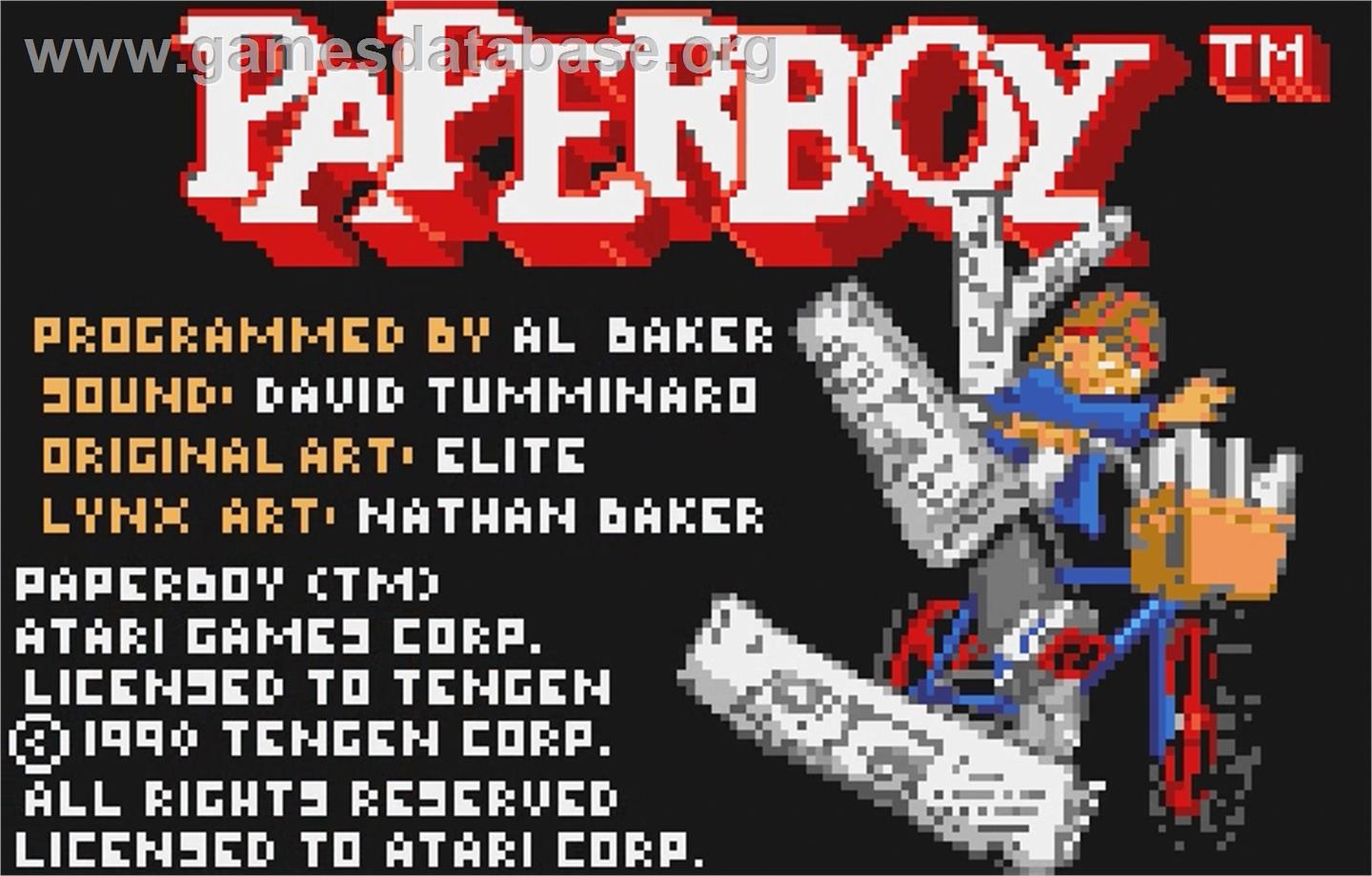 Paperboy - Atari Lynx - Artwork - Title Screen