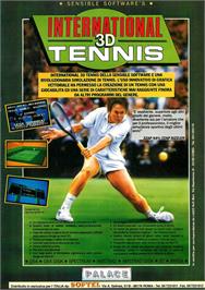 Advert for International 3D Tennis on the Commodore Amiga.