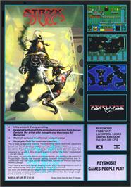 Advert for Stryx on the Commodore Amiga.