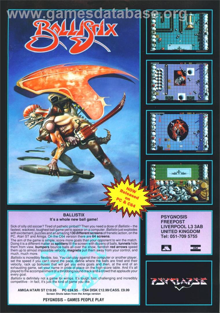 Ballistix - Commodore Amiga - Artwork - Advert