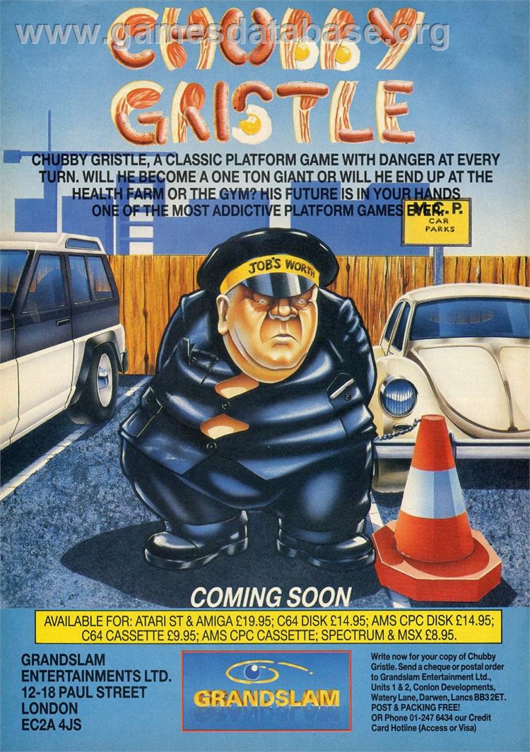 Chubby Gristle - Amstrad CPC - Artwork - Advert