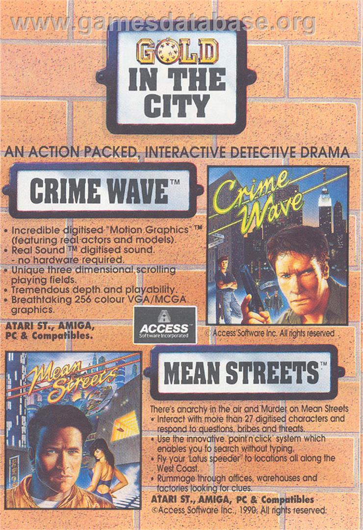 Crime Wave - Commodore Amiga - Artwork - Advert