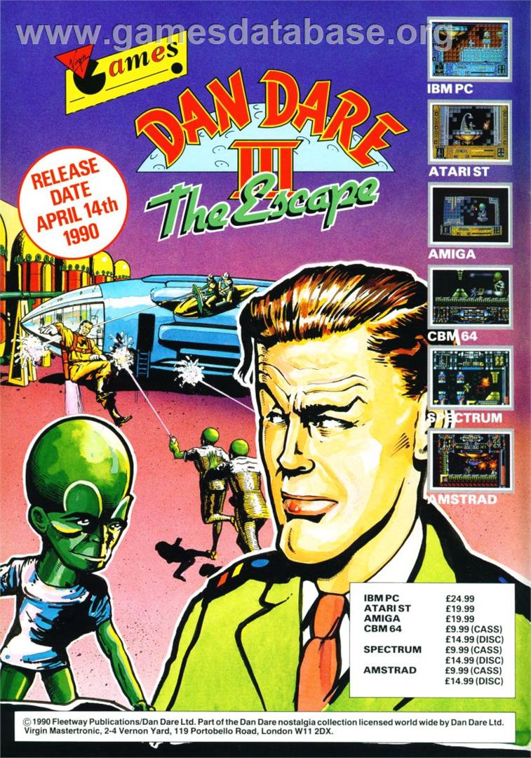 Dan Dare 3: The Escape - Commodore Amiga - Artwork - Advert