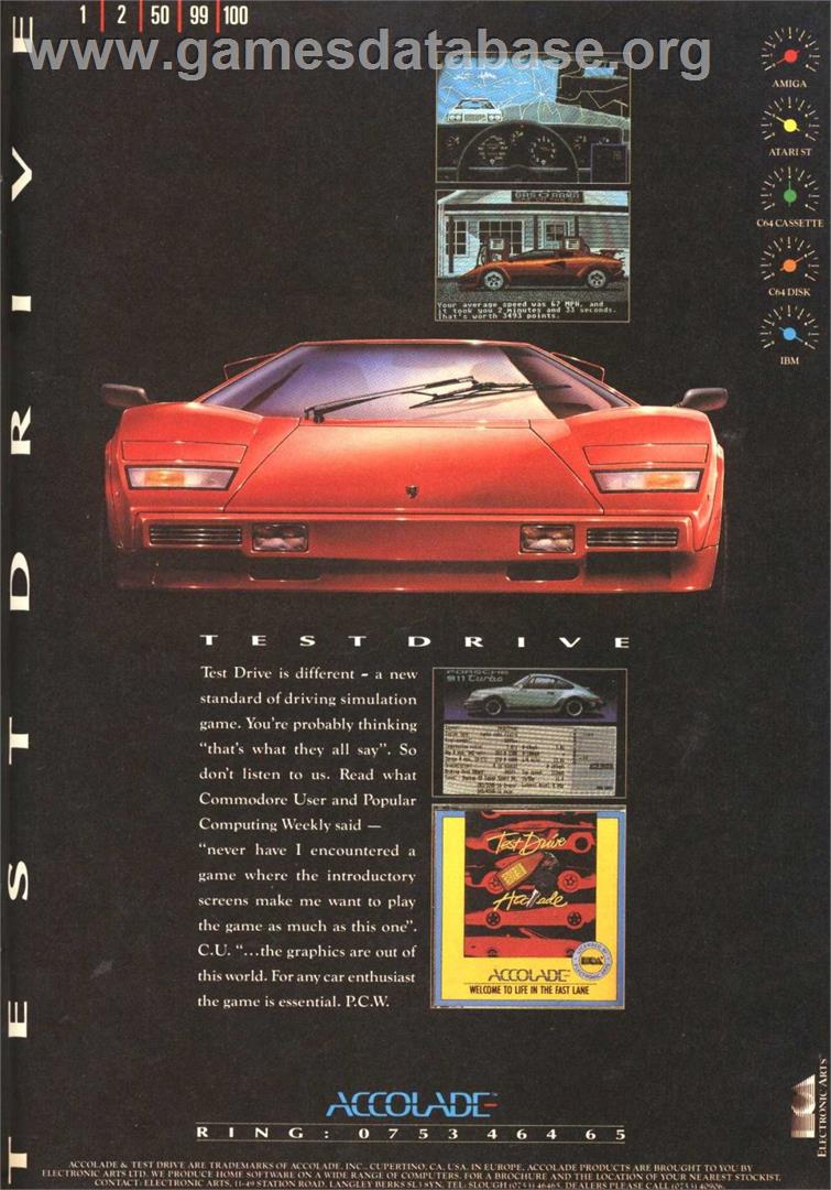 Duel: Test Drive 2 - Commodore Amiga - Artwork - Advert