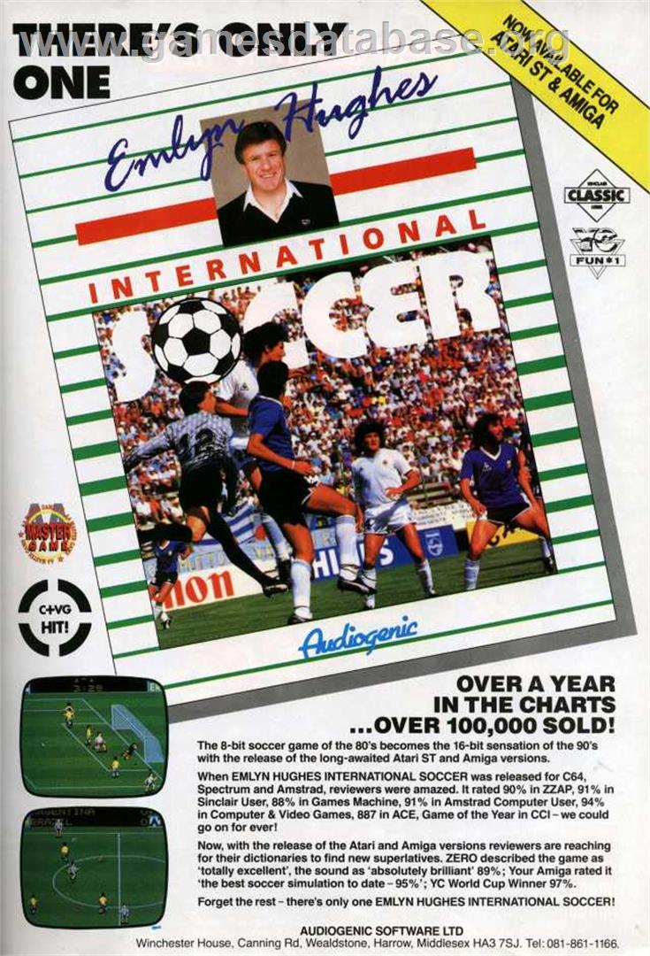 Emlyn Hughes International Soccer - Commodore Amiga - Artwork - Advert