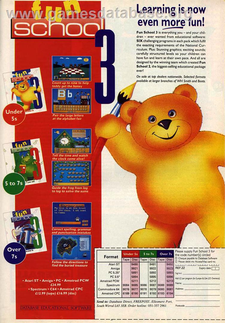 Fun School 3: for 5 to 7 Year Olds - Amstrad CPC - Artwork - Advert