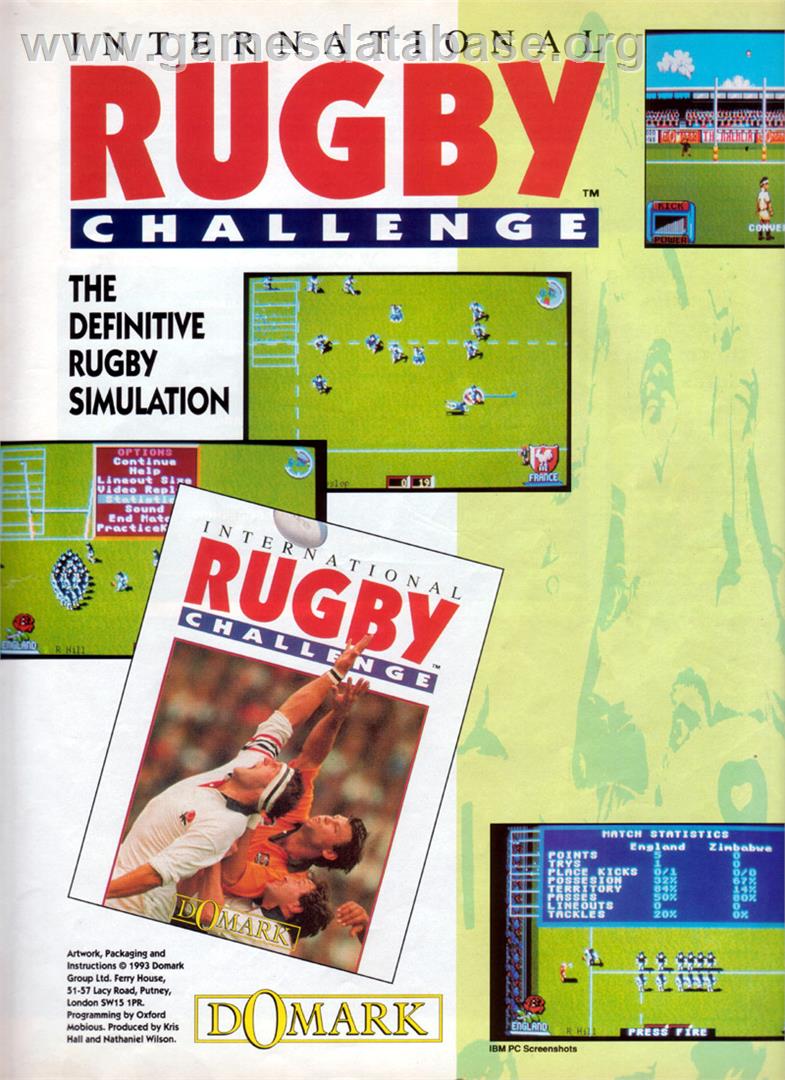 International Rugby Challenge - Microsoft DOS - Artwork - Advert