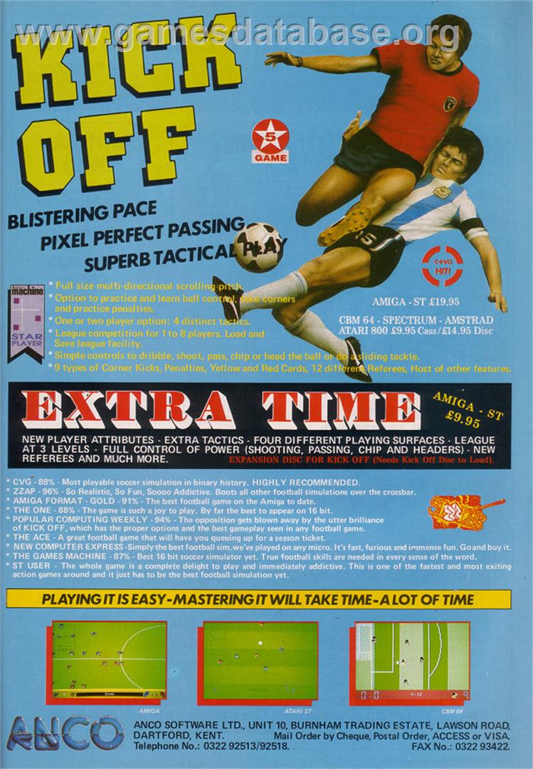 Kick Off 2: Winning Tactics - Commodore Amiga - Artwork - Advert