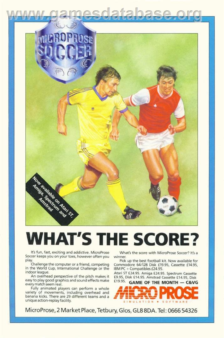 Microprose Pro Soccer - Commodore 64 - Artwork - Advert