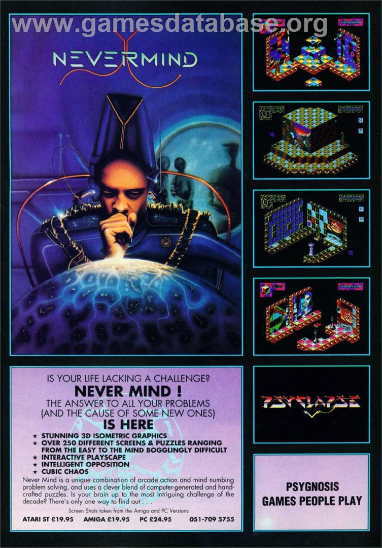 Never Mind - Commodore Amiga - Artwork - Advert