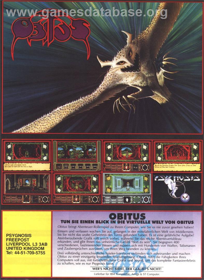 Obitus - Atari ST - Artwork - Advert