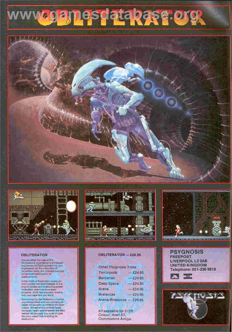 Obliterator - Atari ST - Artwork - Advert