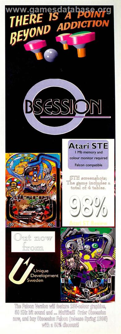 Obsession - Commodore Amiga - Artwork - Advert