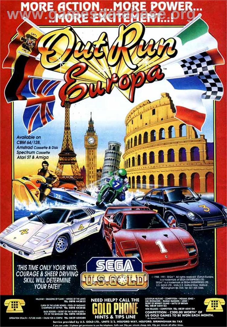 Out Run Europa - Sega Game Gear - Artwork - Advert
