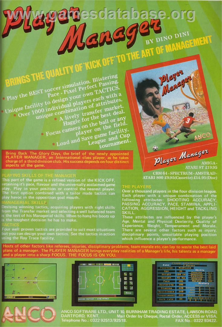 Player Manager - Atari ST - Artwork - Advert