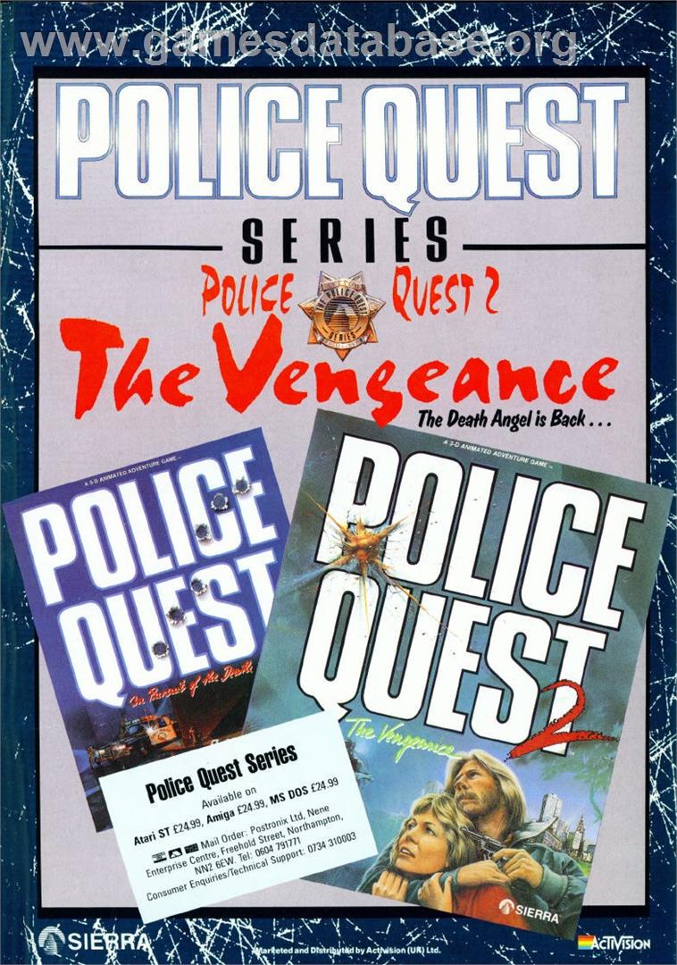 Police Quest 2: The Vengeance - Commodore Amiga - Artwork - Advert