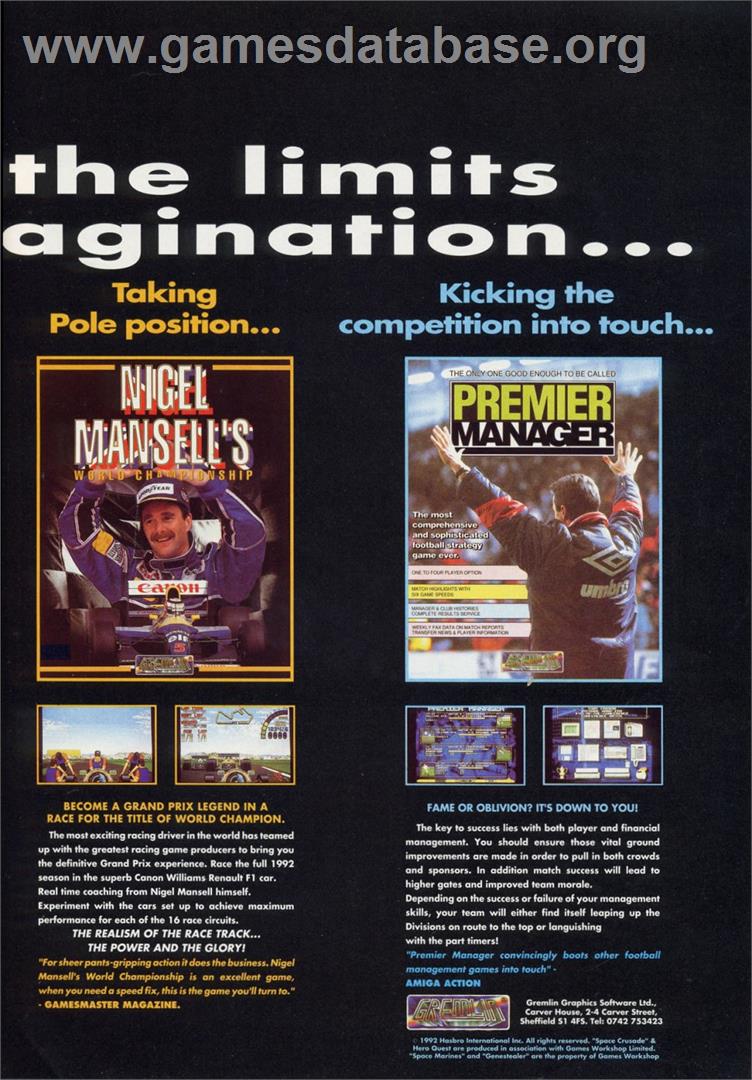 Premier Manager - Sega Genesis - Artwork - Advert
