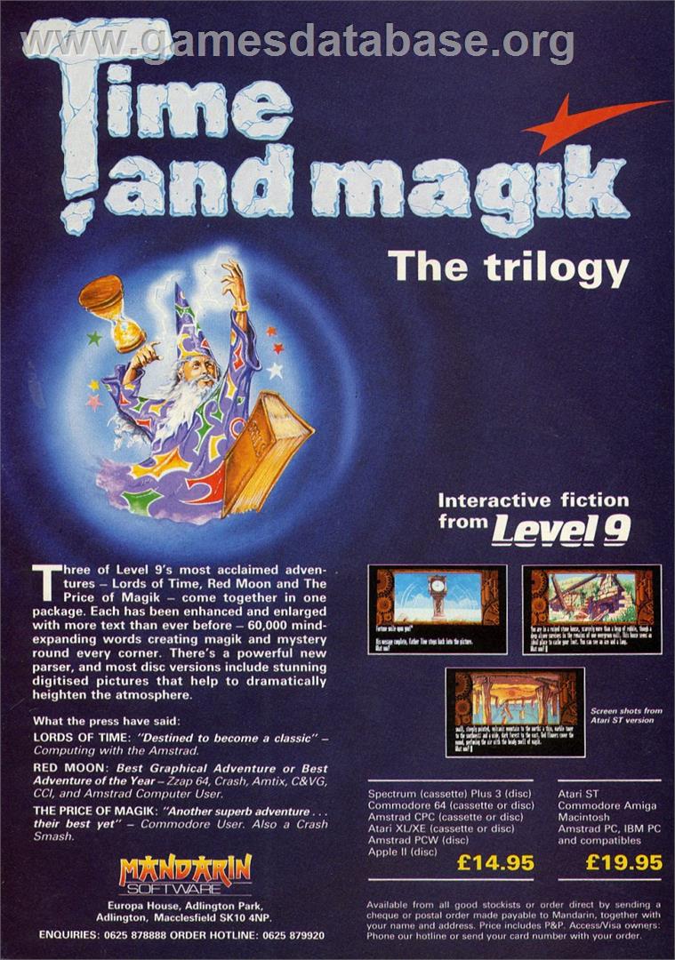 Time and Magik: The Trilogy - Commodore Amiga - Artwork - Advert