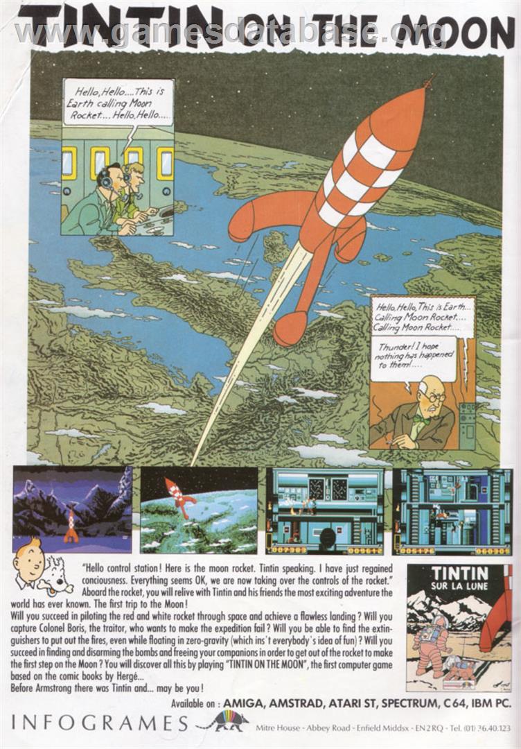 Tintin On The Moon - Amstrad GX4000 - Artwork - Advert