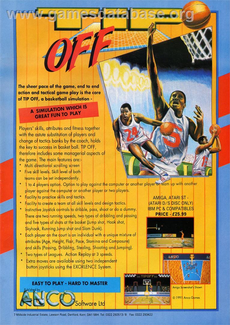 Tip Off - Commodore Amiga - Artwork - Advert