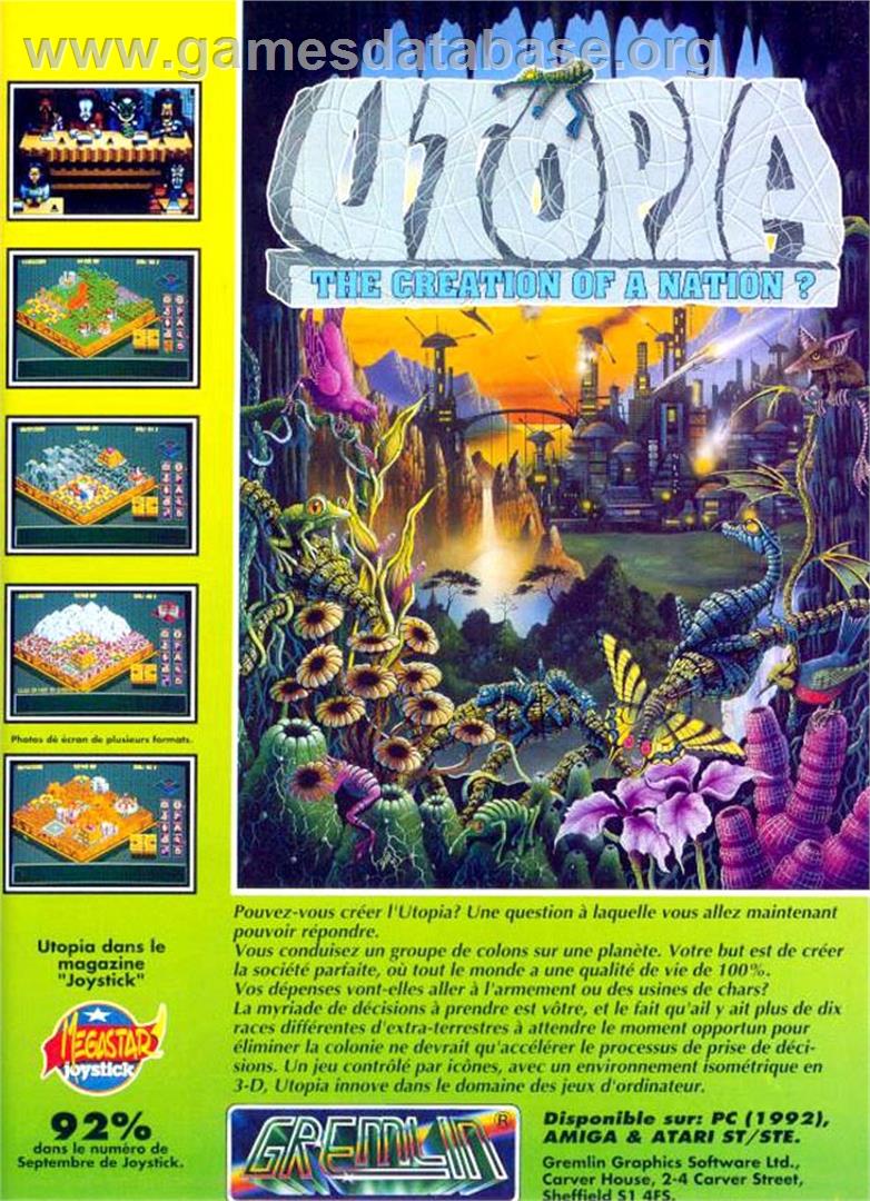 Utopia: The Creation of a Nation - Atari ST - Artwork - Advert