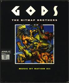 Box cover for Gods on the Atari ST.