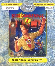 Box cover for Rick Dangerous 2 on the Atari ST.