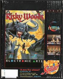 Box cover for Risky Woods on the Atari ST.