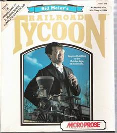 Box cover for Sid Meier's Railroad Tycoon on the Atari ST.