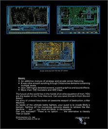 Box back cover for Baal on the Atari ST.