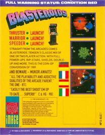 Box back cover for Blasteroids on the Atari ST.