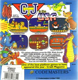 Box back cover for CJ In the USA on the Atari ST.
