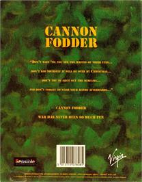 Box back cover for Cannon Fodder on the Atari ST.