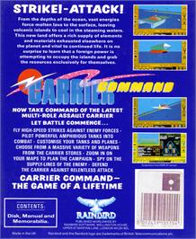 Box back cover for Carrier Command on the Atari ST.