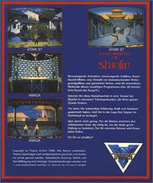 Box back cover for Chambers of Shaolin on the Atari ST.