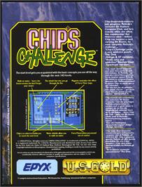 Box back cover for Chip's Challenge on the Atari ST.