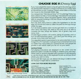 Box back cover for Chuckie Egg 2 on the Atari ST.