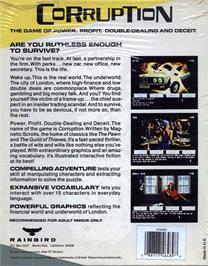 Box back cover for Corruption on the Atari ST.