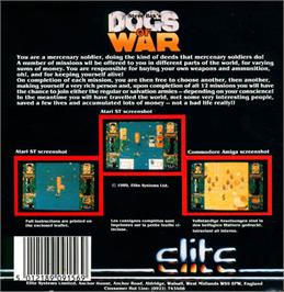 Box back cover for Dogs of War on the Atari ST.