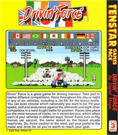 Box back cover for Driving Force on the Atari ST.