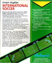 Box back cover for Emlyn Hughes International Soccer on the Atari ST.