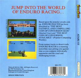 Box back cover for Enduro Racer on the Atari ST.