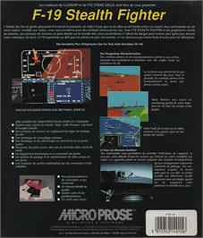 Box back cover for F-19 Stealth Fighter on the Atari ST.
