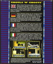 Box back cover for Ghouls'n Ghosts on the Atari ST.