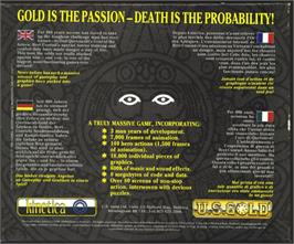 Box back cover for Gold of the Aztecs on the Atari ST.