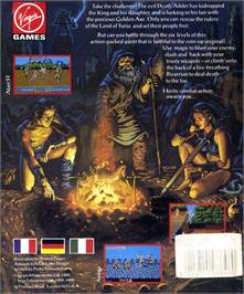 Box back cover for Golden Axe on the Atari ST.