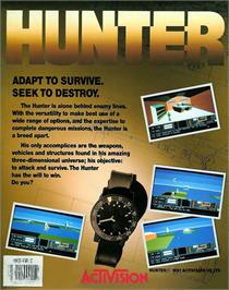 Box back cover for Hunter on the Atari ST.