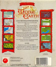 Box back cover for J.R.R. Tolkien's War in Middle Earth on the Atari ST.