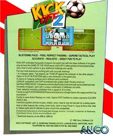 Box back cover for Kick Off 2: Winning Tactics on the Atari ST.