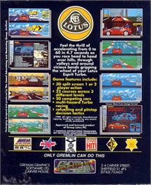 Box back cover for Lotus Esprit Turbo Challenge on the Atari ST.